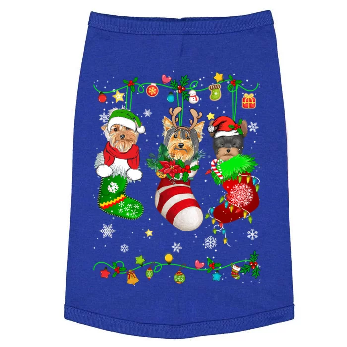 Cute Yorkshire Terrier Dog In Christmas Socks Pet Lover Gift Doggie Tank