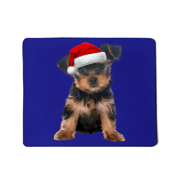 Cute Yorkshire Terrier Puppy Santa Hat Yorkie Christmas Gift Mousepad