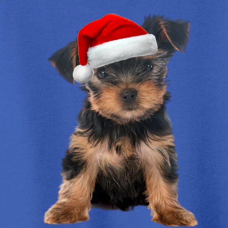 Cute Yorkshire Terrier Puppy Santa Hat Yorkie Christmas Gift Toddler T-Shirt