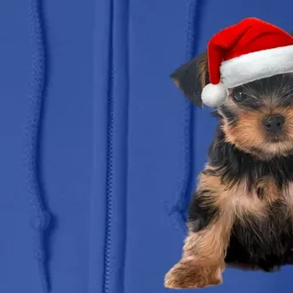 Cute Yorkshire Terrier Puppy Santa Hat Yorkie Christmas Gift Full Zip Hoodie