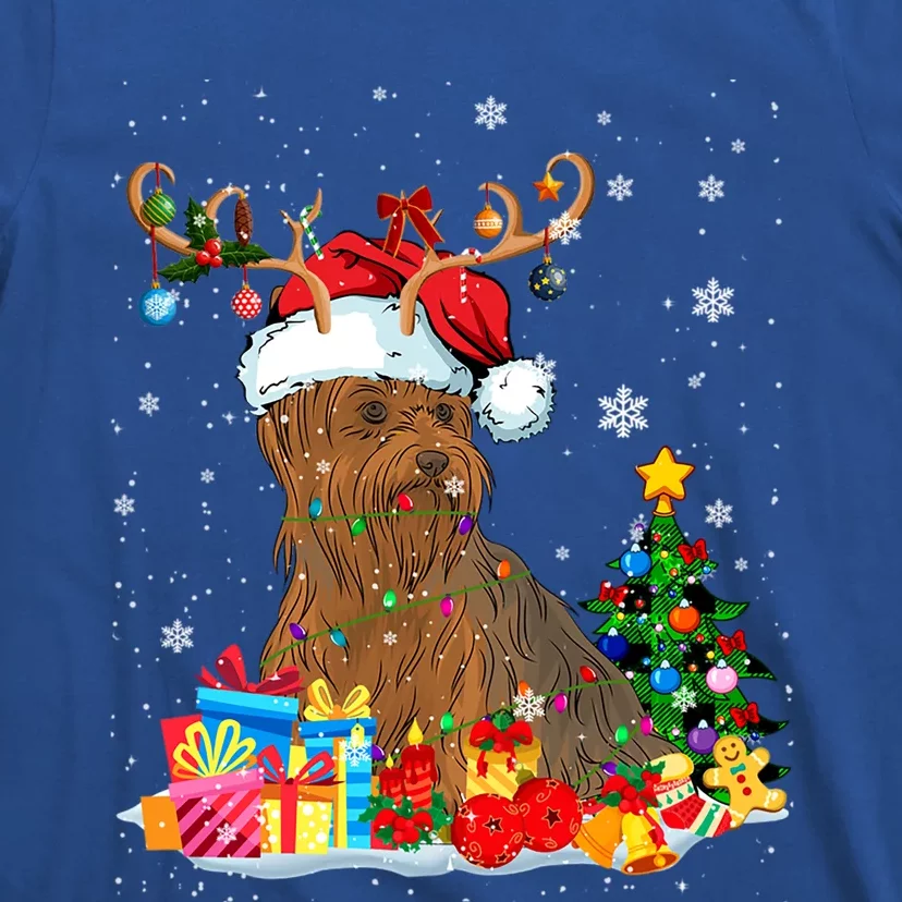 Christmas Yorkshire Terrier Xmas Lights Reindeer Santa Dog Gift T-Shirt