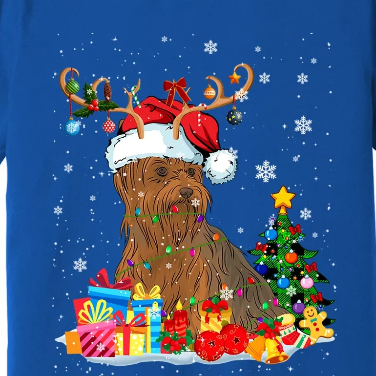 Christmas Yorkshire Terrier Xmas Lights Reindeer Santa Dog Gift Premium T-Shirt