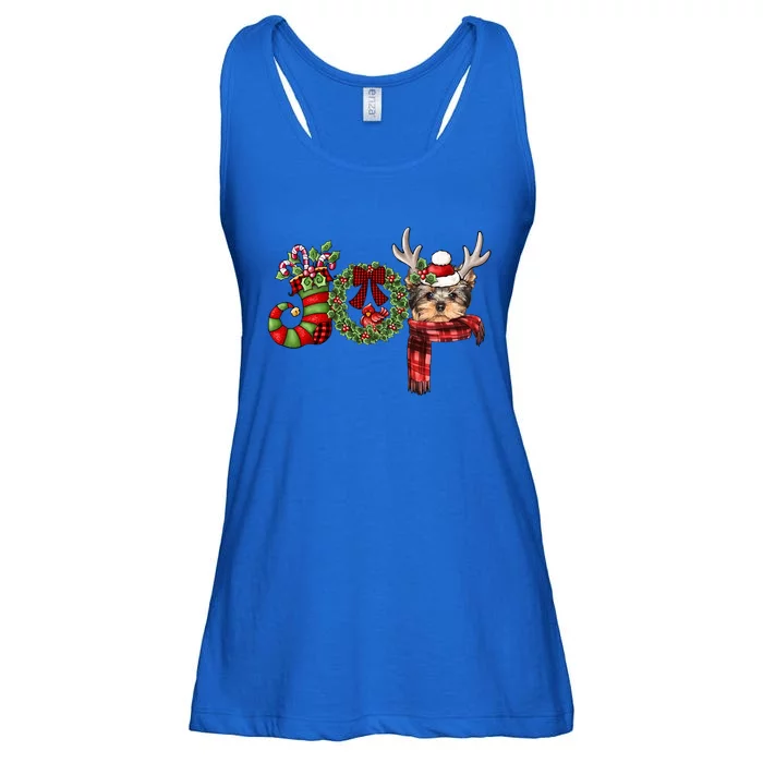 Christmas Yorkshire Terrier Joy Reindeer Xmas Funny Gift Ladies Essential Flowy Tank