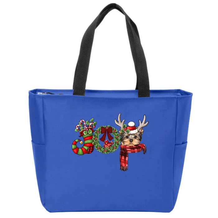 Christmas Yorkshire Terrier Joy Reindeer Xmas Funny Gift Zip Tote Bag