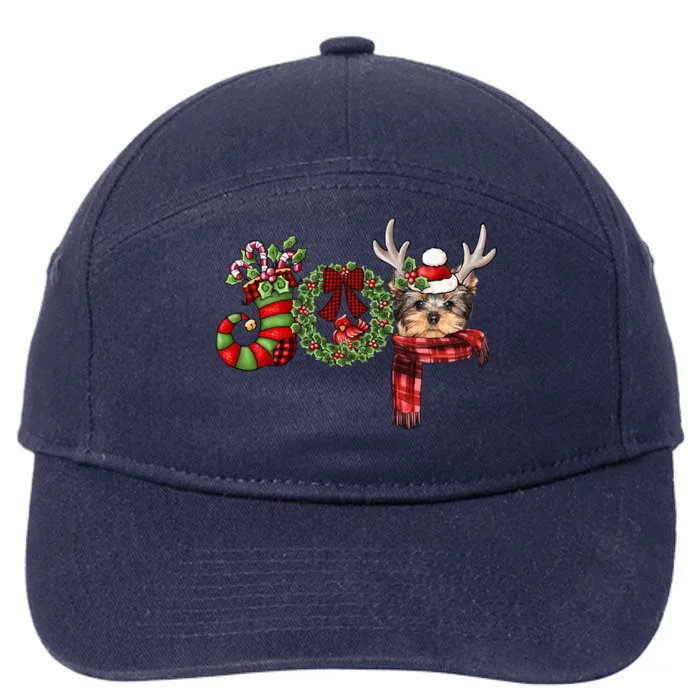 Christmas Yorkshire Terrier Joy Reindeer Xmas Funny Gift 7-Panel Snapback Hat