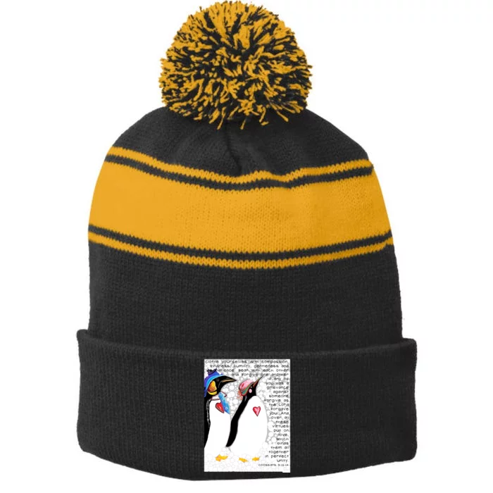 Clothe Yourselves With Compassion Stripe Pom Pom Beanie