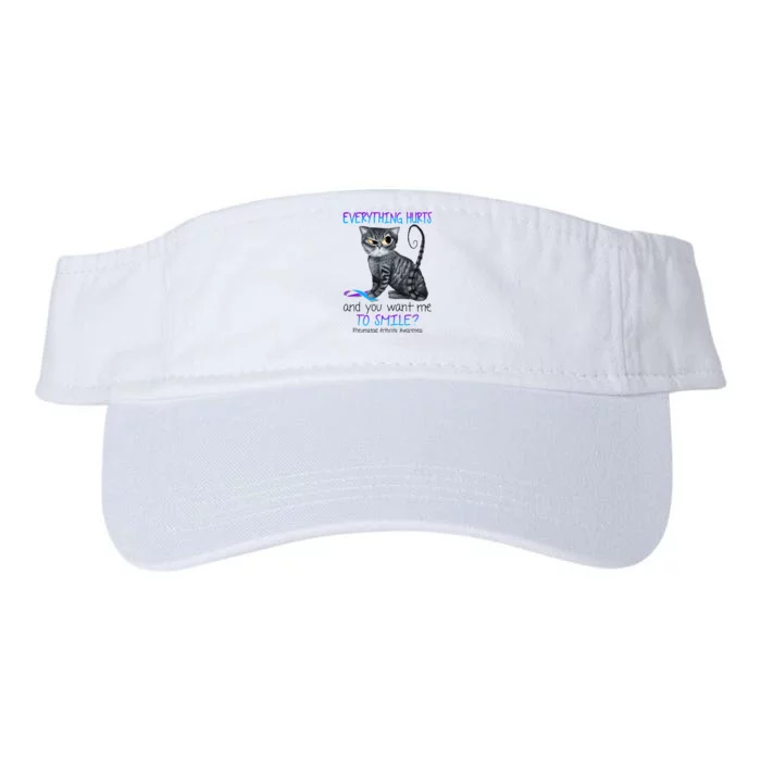 Cat You Want Me To Smile Rheumatoid Arthritis Ribbon Warrior Valucap Bio-Washed Visor