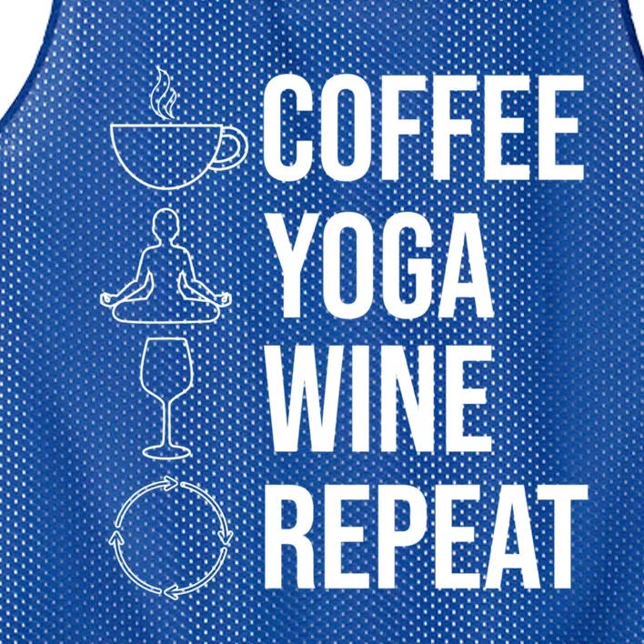 Coffee Yoga Wine Repeat Funny Gift Mesh Reversible Basketball Jersey Tank