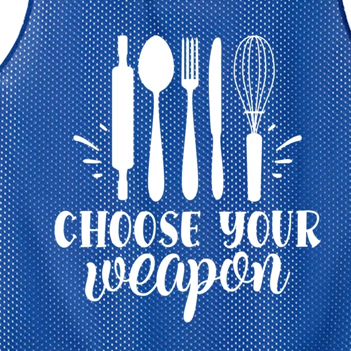 Choose Your Weapon Funny Kitchen Cooking Funny Gift Mesh Reversible Basketball Jersey Tank