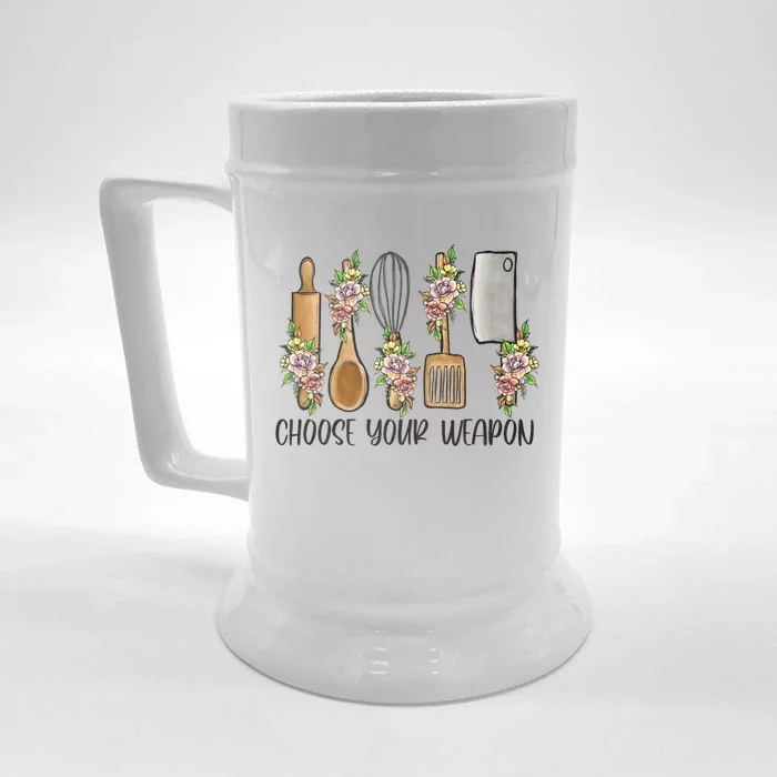 Choose Your Weapon Funny Cooking Chef Baking Design Humor Gift Front & Back Beer Stein