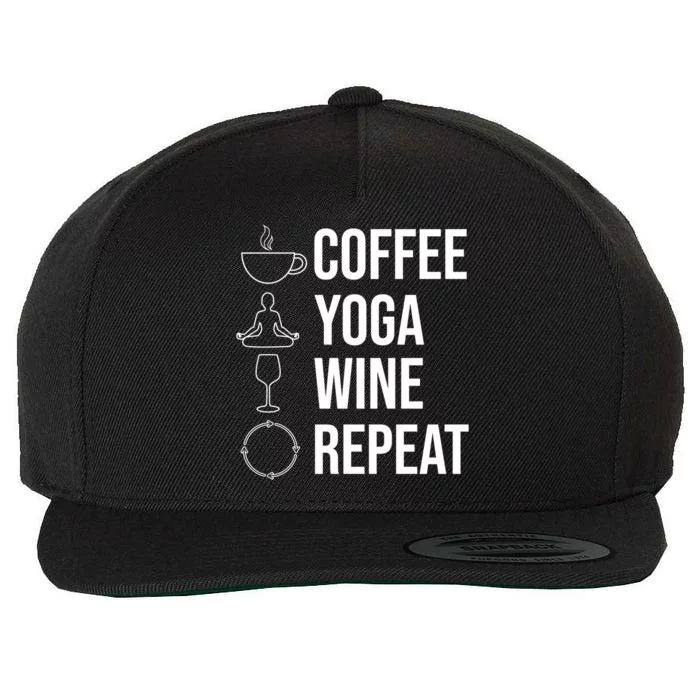 Coffee Yoga Wine Repeat Gift Wool Snapback Cap