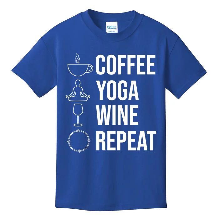 Coffee Yoga Wine Repeat Gift Kids T-Shirt