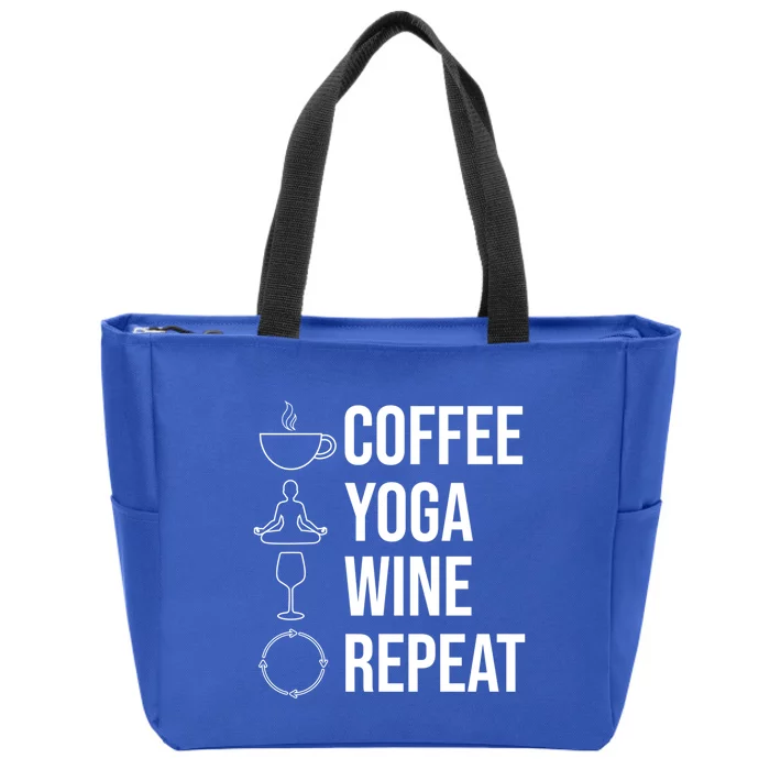 Coffee Yoga Wine Repeat Gift Zip Tote Bag