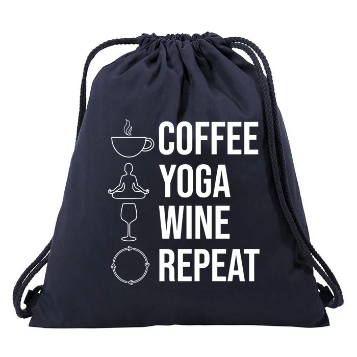 Coffee Yoga Wine Repeat Gift Drawstring Bag