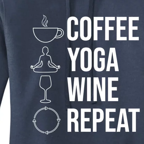 Coffee Yoga Wine Repeat Gift Women's Pullover Hoodie