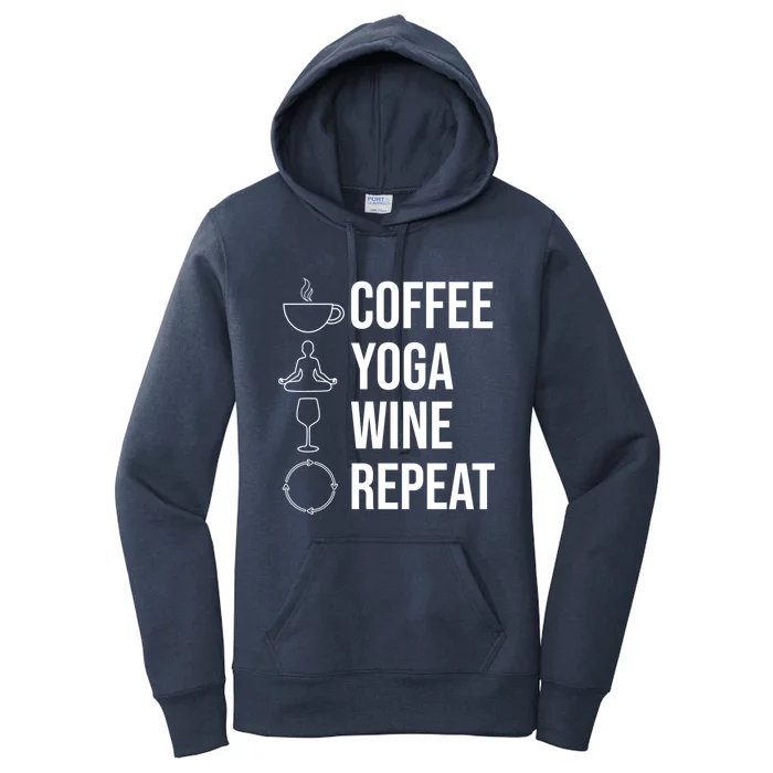 Coffee Yoga Wine Repeat Gift Women's Pullover Hoodie