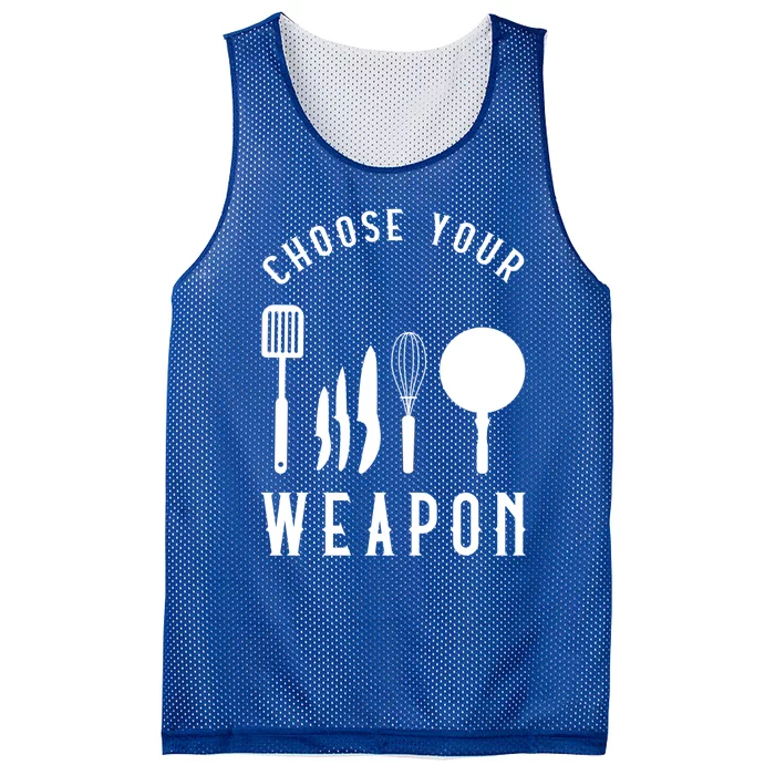 Choose Your Weapon Funny Kitchen Chef Cooking Cook Tools Cute Gift Mesh Reversible Basketball Jersey Tank