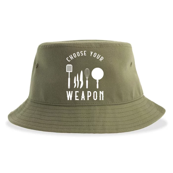 Choose Your Weapon Funny Kitchen Chef Cooking Cook Tools Cute Gift Sustainable Bucket Hat