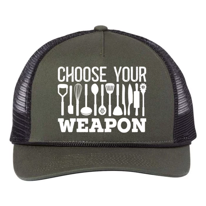 Choose Your Weapon Restaurant Cook Gift Retro Rope Trucker Hat Cap