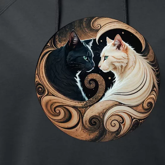 Cats Yin Yang Performance Fleece Hoodie