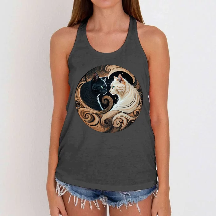 Cats Yin Yang Women's Knotted Racerback Tank