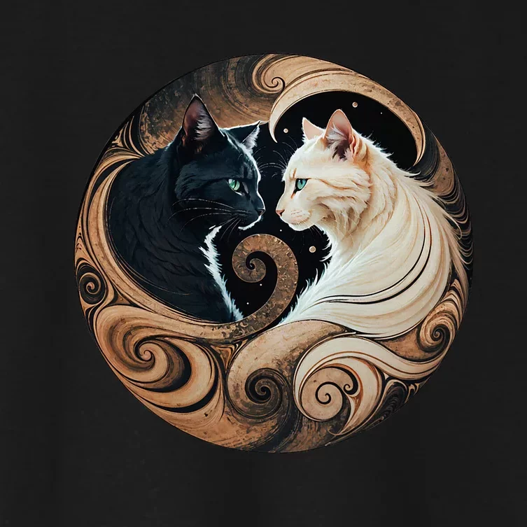 Cats Yin Yang Women's Crop Top Tee