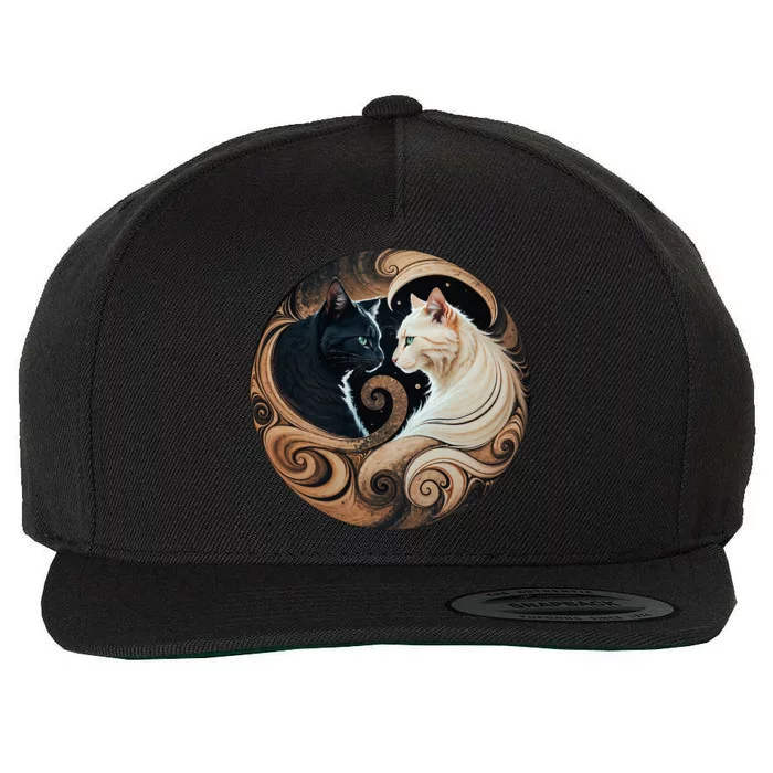 Cats Yin Yang Wool Snapback Cap