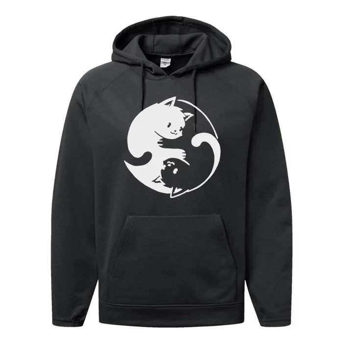 Chinese Yin Yang Cat Symbol funny animal Performance Fleece Hoodie