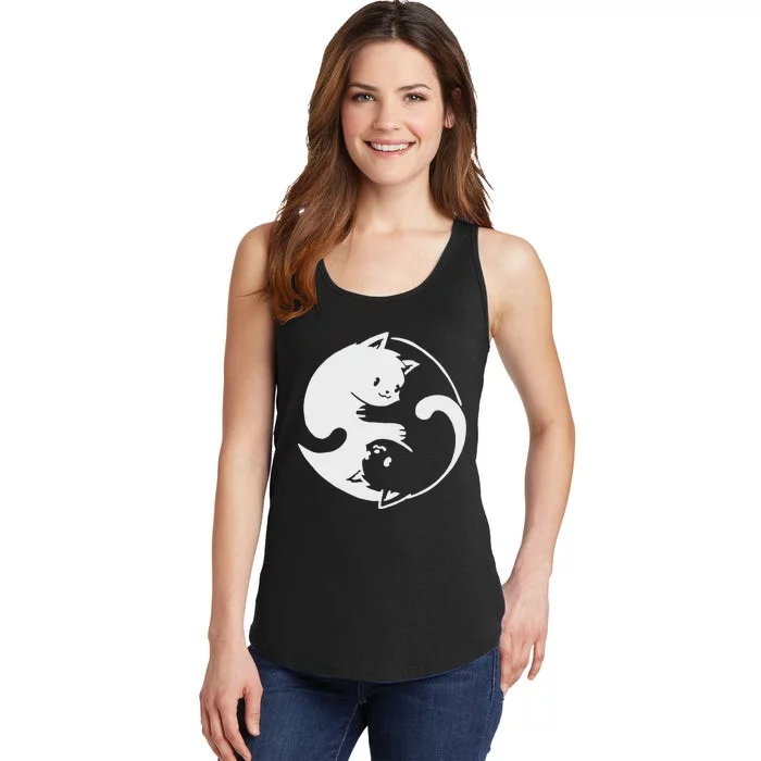 Chinese Yin Yang Cat Symbol funny animal Ladies Essential Tank