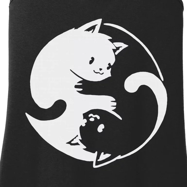 Chinese Yin Yang Cat Symbol funny animal Ladies Essential Tank