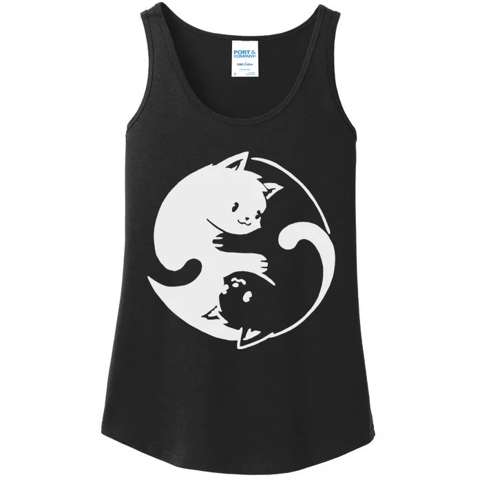 Chinese Yin Yang Cat Symbol funny animal Ladies Essential Tank