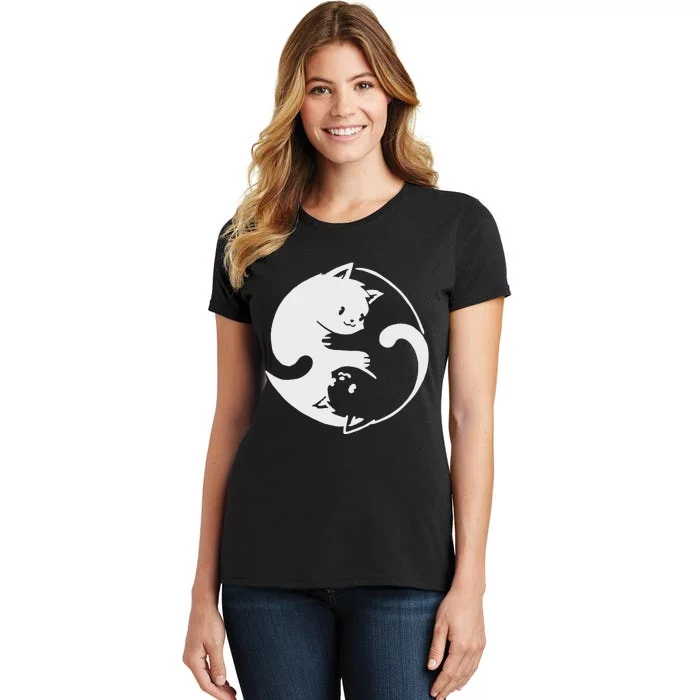 Chinese Yin Yang Cat Symbol funny animal Women's T-Shirt