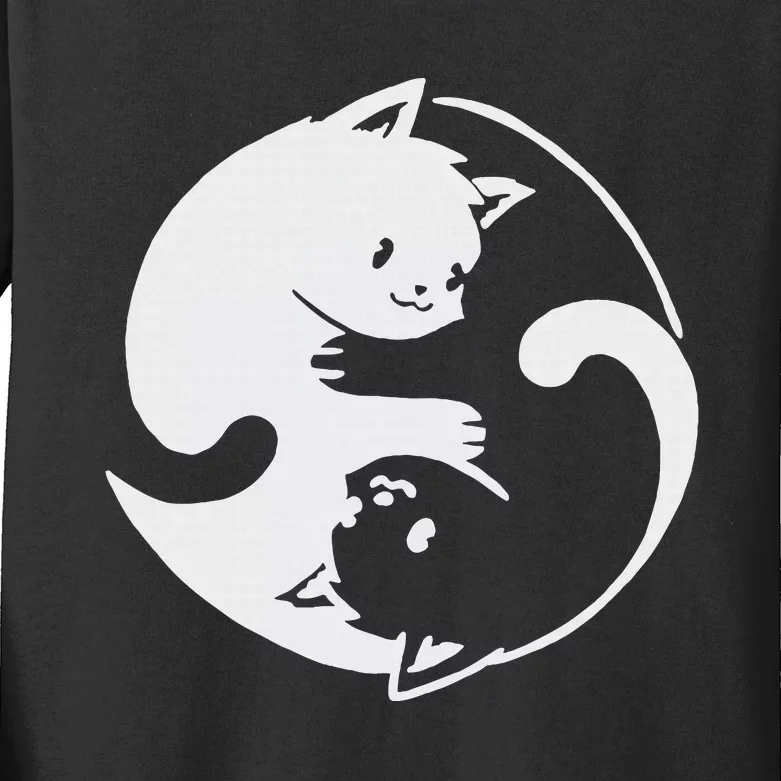 Chinese Yin Yang Cat Symbol funny animal Kids Long Sleeve Shirt