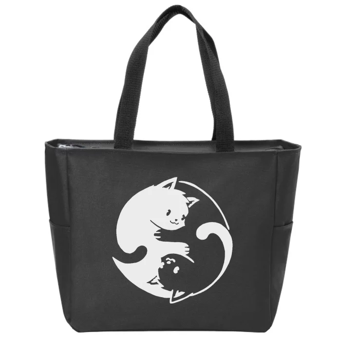 Chinese Yin Yang Cat Symbol funny animal Zip Tote Bag