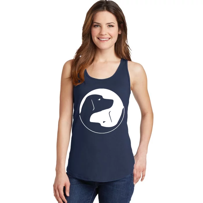 Cool Yin Yang Dog Cute Labrador Tee White Ink Ladies Essential Tank