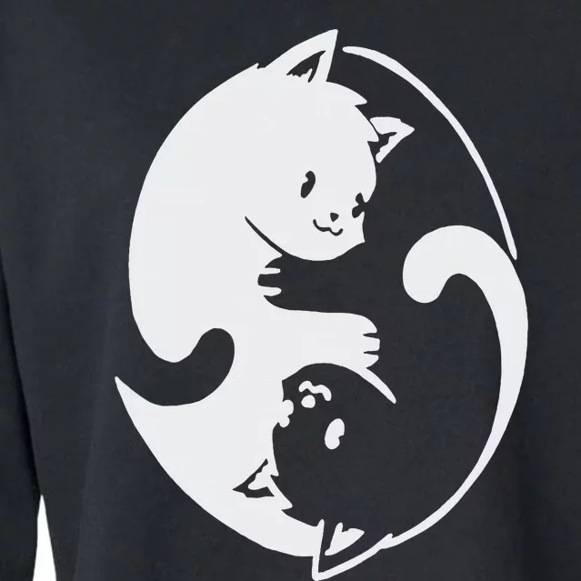 Chinese Yin Yang Cat Symbol Cropped Pullover Crew