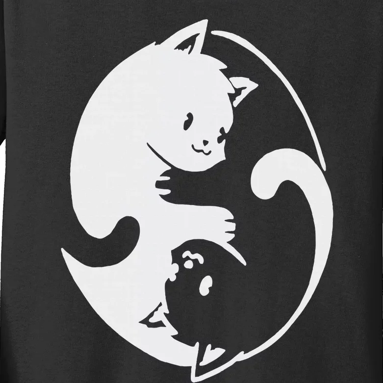 Chinese Yin Yang Cat Symbol Kids Long Sleeve Shirt