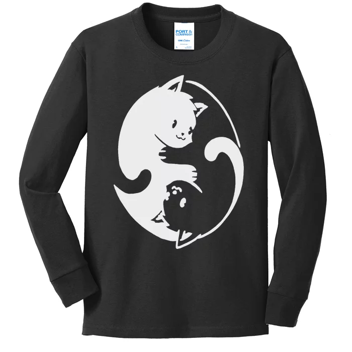 Chinese Yin Yang Cat Symbol Kids Long Sleeve Shirt