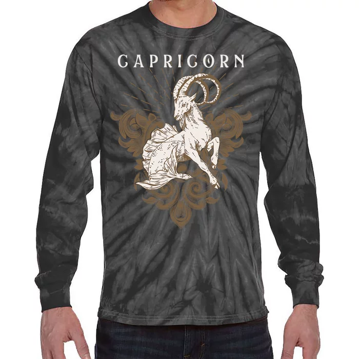 Capricorn Zodiac Astrology Horoscope Birthday Sun Sign Tie-Dye Long Sleeve Shirt