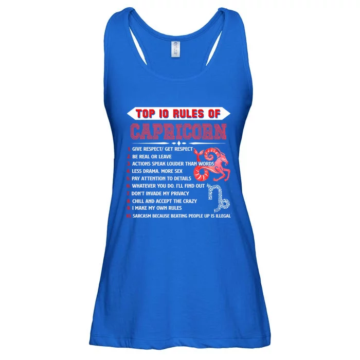 Capricorn Zodiac Birthday Top 10 Rules Of Capricorn Funny Cool Gift Ladies Essential Flowy Tank