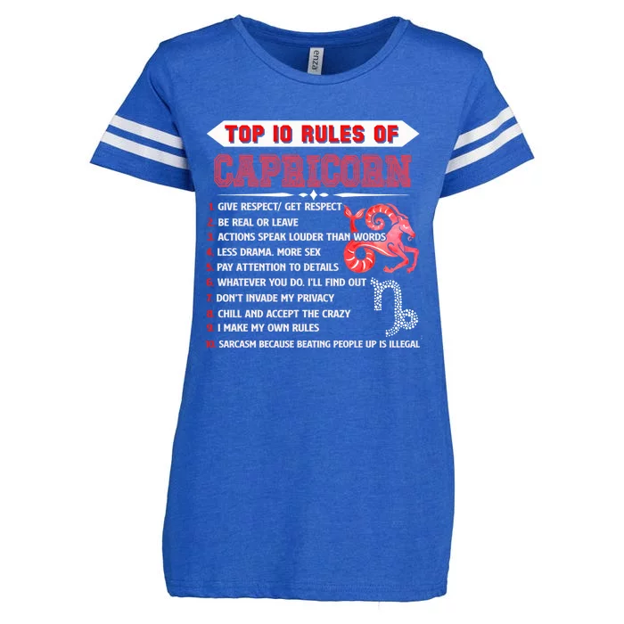 Capricorn Zodiac Birthday Top 10 Rules Of Capricorn Funny Cool Gift Enza Ladies Jersey Football T-Shirt