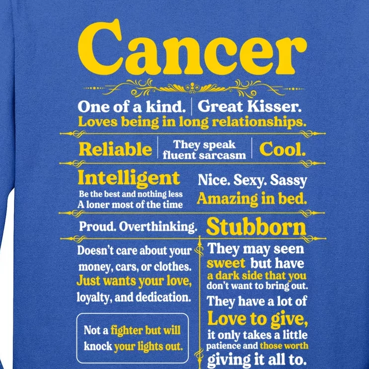 Cancer Zodiac Birthday Funny Gift Party Funny Funny Gift Tall Long Sleeve T-Shirt