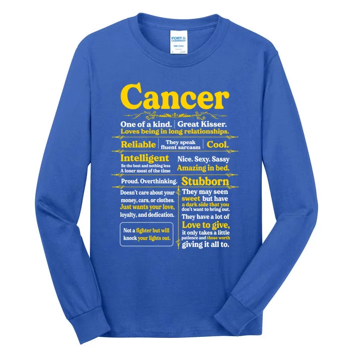 Cancer Zodiac Birthday Funny Gift Party Funny Funny Gift Tall Long Sleeve T-Shirt