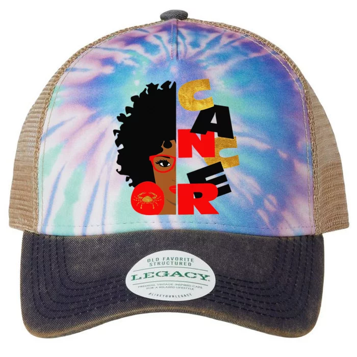 Cancer Zodiac Black Afro Pride Birthday Love Legacy Tie Dye Trucker Hat