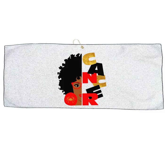 Cancer Zodiac Black Afro Pride Birthday Love Large Microfiber Waffle Golf Towel