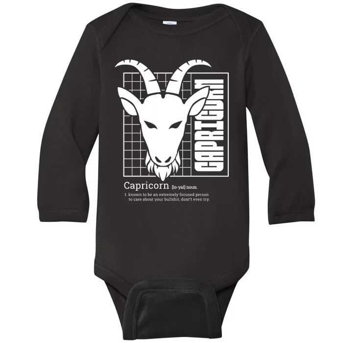 Capricorn Zodiac Definition Baby Long Sleeve Bodysuit