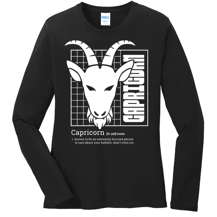 Capricorn Zodiac Definition Ladies Long Sleeve Shirt