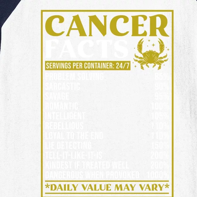 Cancer Zodiac Facts Design Zodiac Facts Funnycancer Gift Baseball Sleeve Shirt