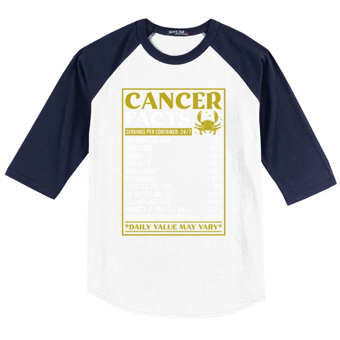 Cancer Zodiac Facts Design Zodiac Facts Funnycancer Gift Baseball Sleeve Shirt