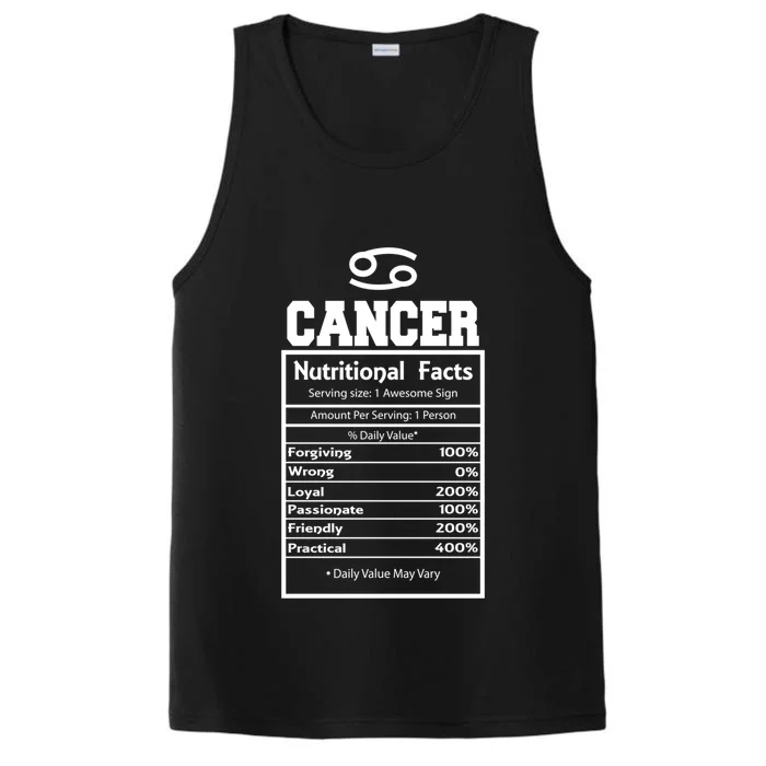 Cancer Zodiac Funny Nutritional Facts Astrology Cool Gift Performance Tank